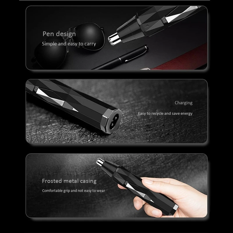 A01V-2In1 recortador eléctrico de nariz y oreja para hombres, afeitadora recargable, depilación, recortador de cejas, Kit de herramientas de cuidado facial seguro y duradero