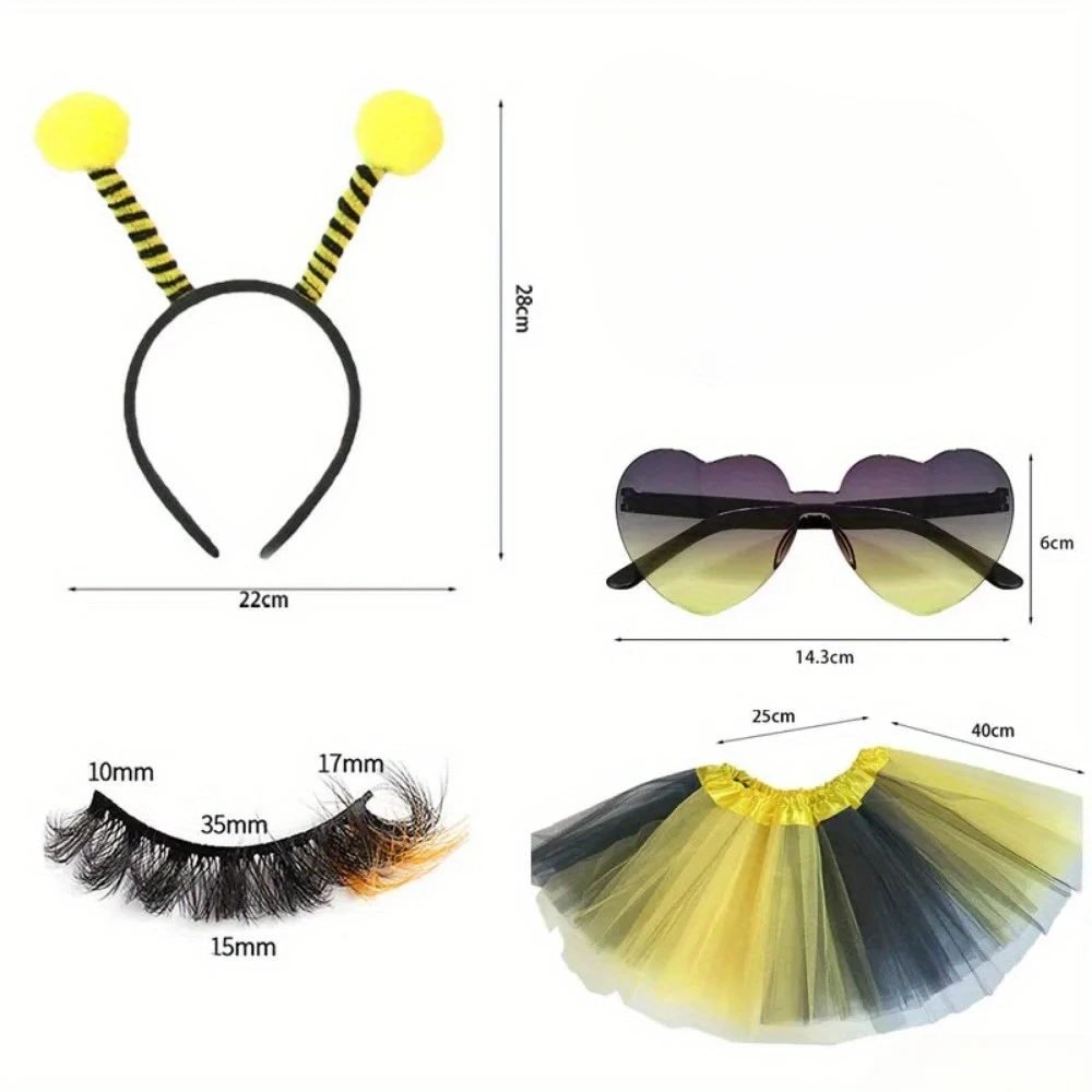 Pesenar Biene Kostüm setzt Biene Stirnband und Sonnenbrille für Halloween Hummel Themen Party Kostüm Zubehör Cosplay Party