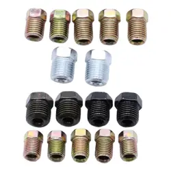 Set of 16 Inverted Tube Nuts 10x 3/8”-24, Zinc Steel Tubing Connector Fit for 3/16” Tube Brake Line Replacement