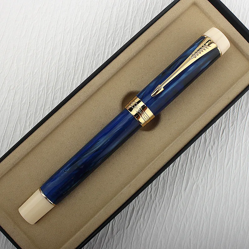 Jinhao-100 galáxia azul resina cor tinteiro caneta, material escolar, escritório do estudante estacionária, qualidade de luxo, M Nib, novo