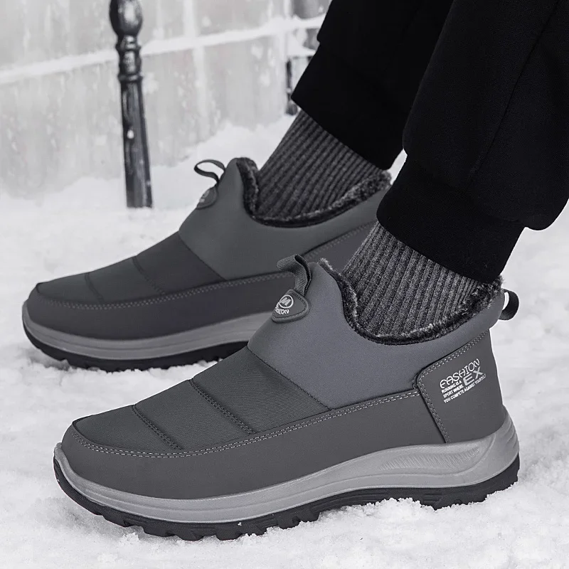 

Men Boots Waterproof Winter Lightweight Snow Boots Thick Warm Fur Men Shoes Plus Size Unisex Ankle Boots Slip On Casual Shoes