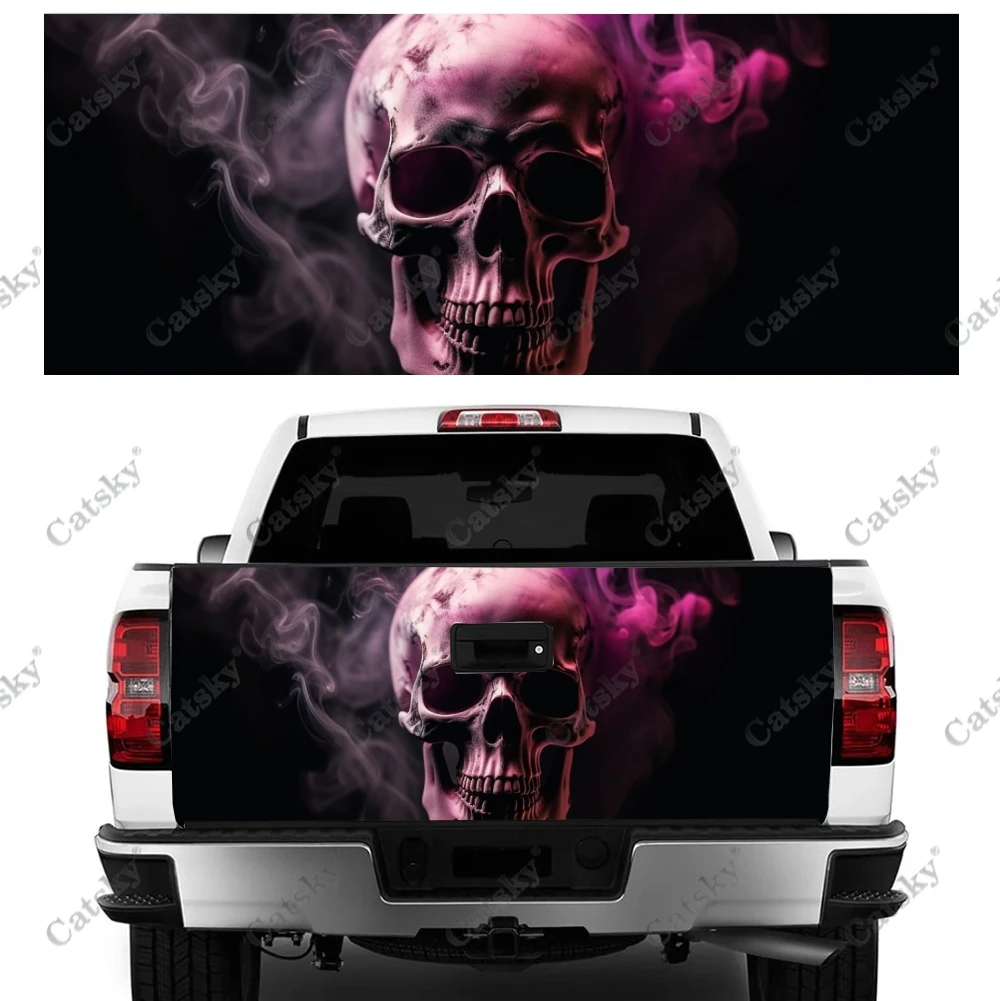 Burning Skull Smoking Skull Truck Tailgate Wrap Professional Grade Material Universal Fit for Full Size Trucks Weatherproof