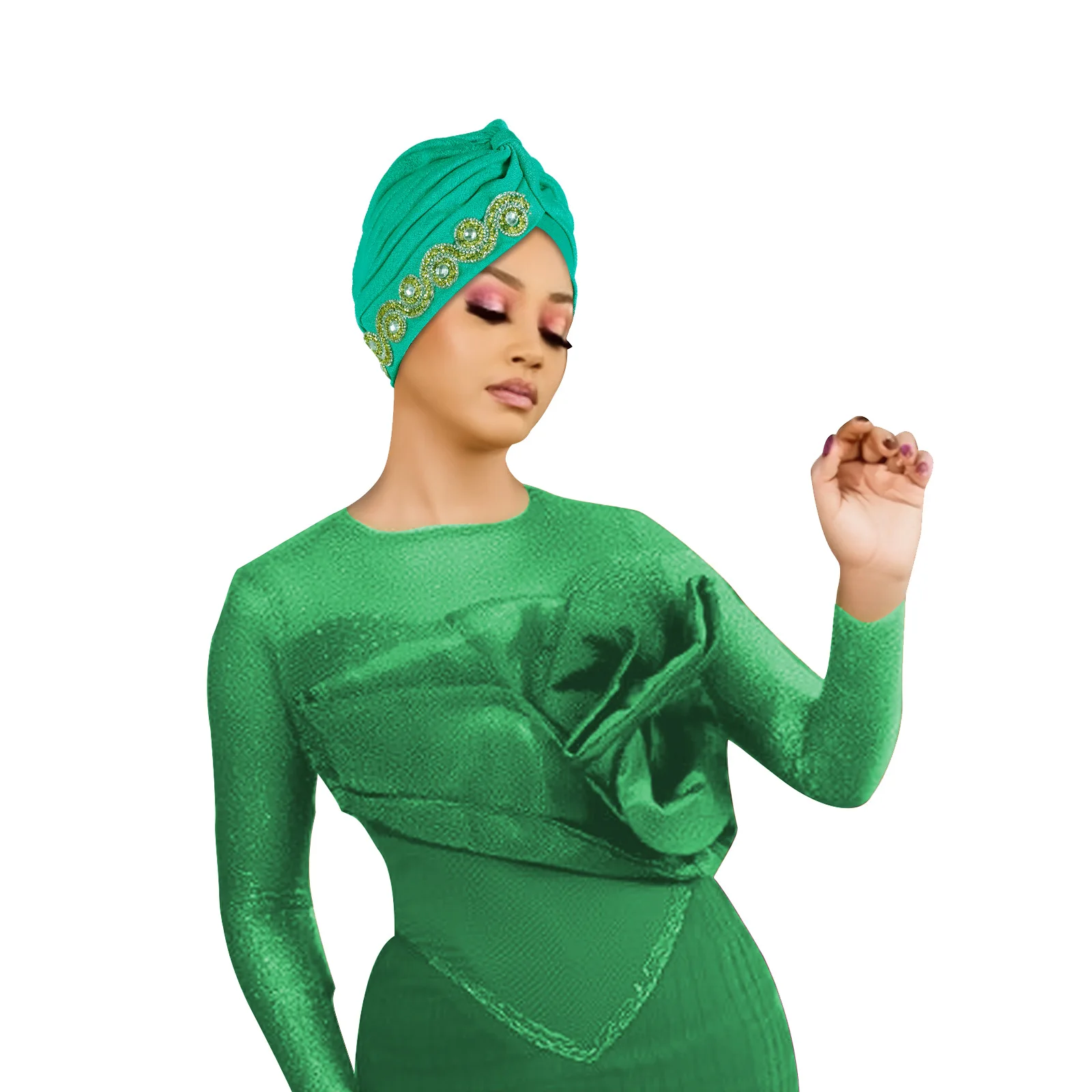 Nigerian Auto Gele Headtie Muslim Hijab Women Chemo Cap Diamonds Turban African Indian Headscarf Bonnet Wedding Head Wrap Hat