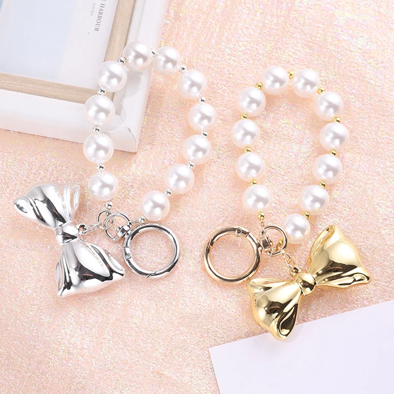 Корейский ремешок для телефона с бантом и бисером, анти-потерянный браслет, цепочка для телефона, брелок, простые бусины, ремешок для мобильного телефона, чехол для наушников, подвески