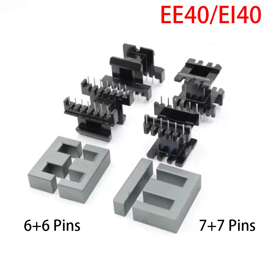 EE40 EI40 6+6 7+7 Pins 12/14P MN-ZN PC40 Vertical Horizontal High Frequency Transformer Ferrite Magnetic Core Coil Former Bobbin