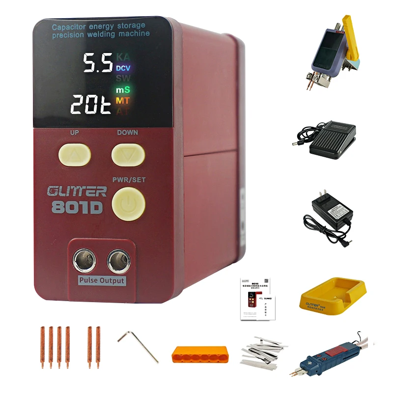 

GLITTER 801D Spot Welding Machine 12KW Energy Storage Pulse Spot Welder For 18650 Battery Packs Stainless Steel Iron Nickel Weld