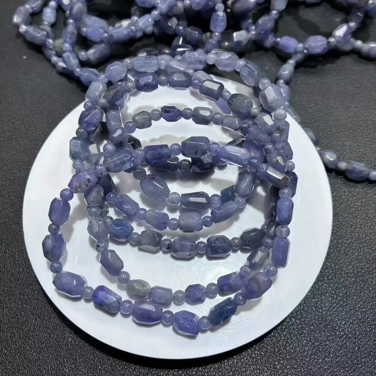 Xingyu Natürliche A+ Tansanit Unregelmäßige Facettierte Glatte Runde Lose Perlen Schmuck DIY Zubehör, Armband-Perlen Geschenk – Detail 5