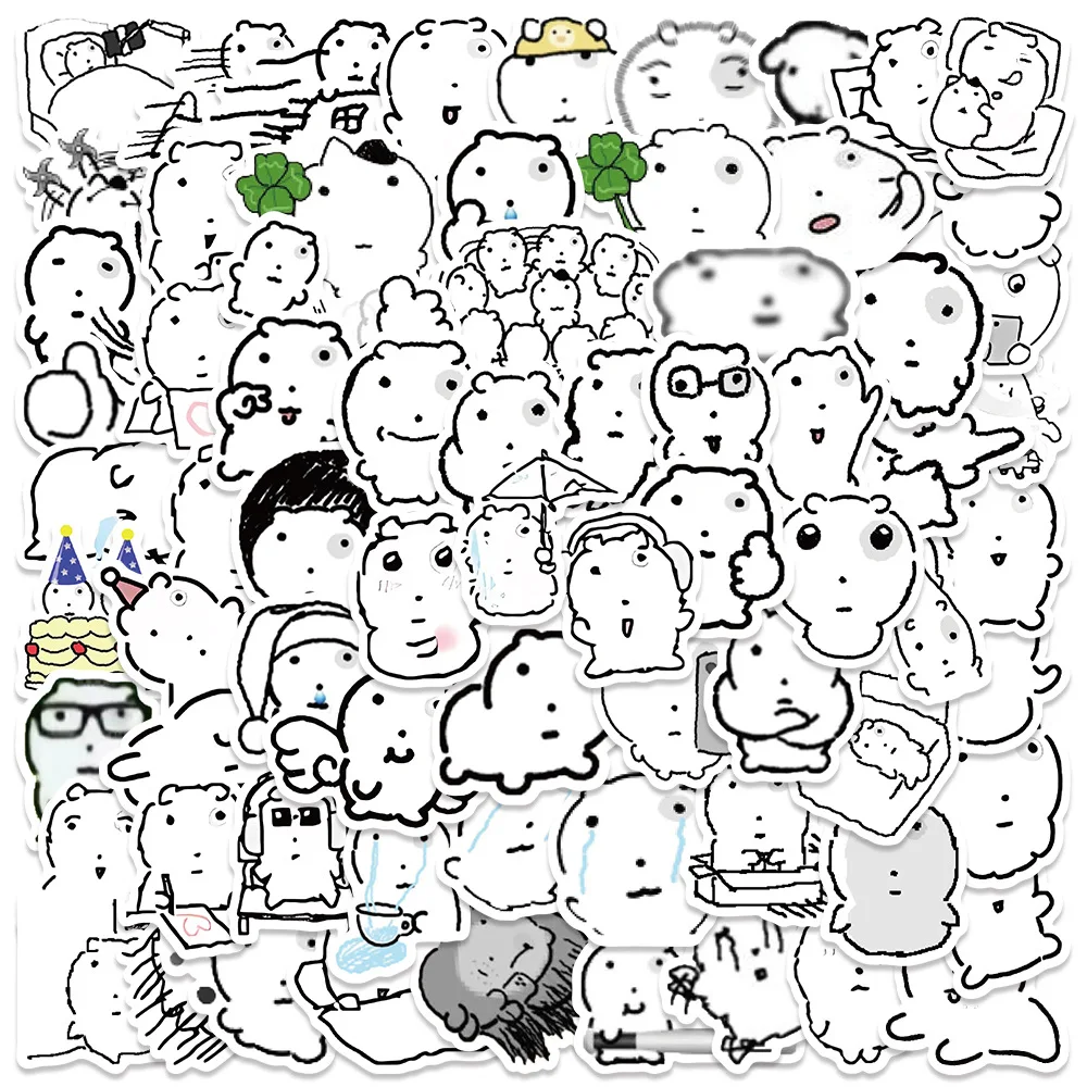 72PCS Abstract Eye Bubble Cat Graffiti Stickers Scrapbooking Collage Material Helmet Phone Decals view 2
