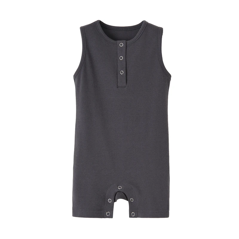 Organic Cotton Baby Summer Rompers Ribbed Infant Boys Girls Sleeveless Jumpersuit Bebe Soft Solid Color Jumpsuit Outfit