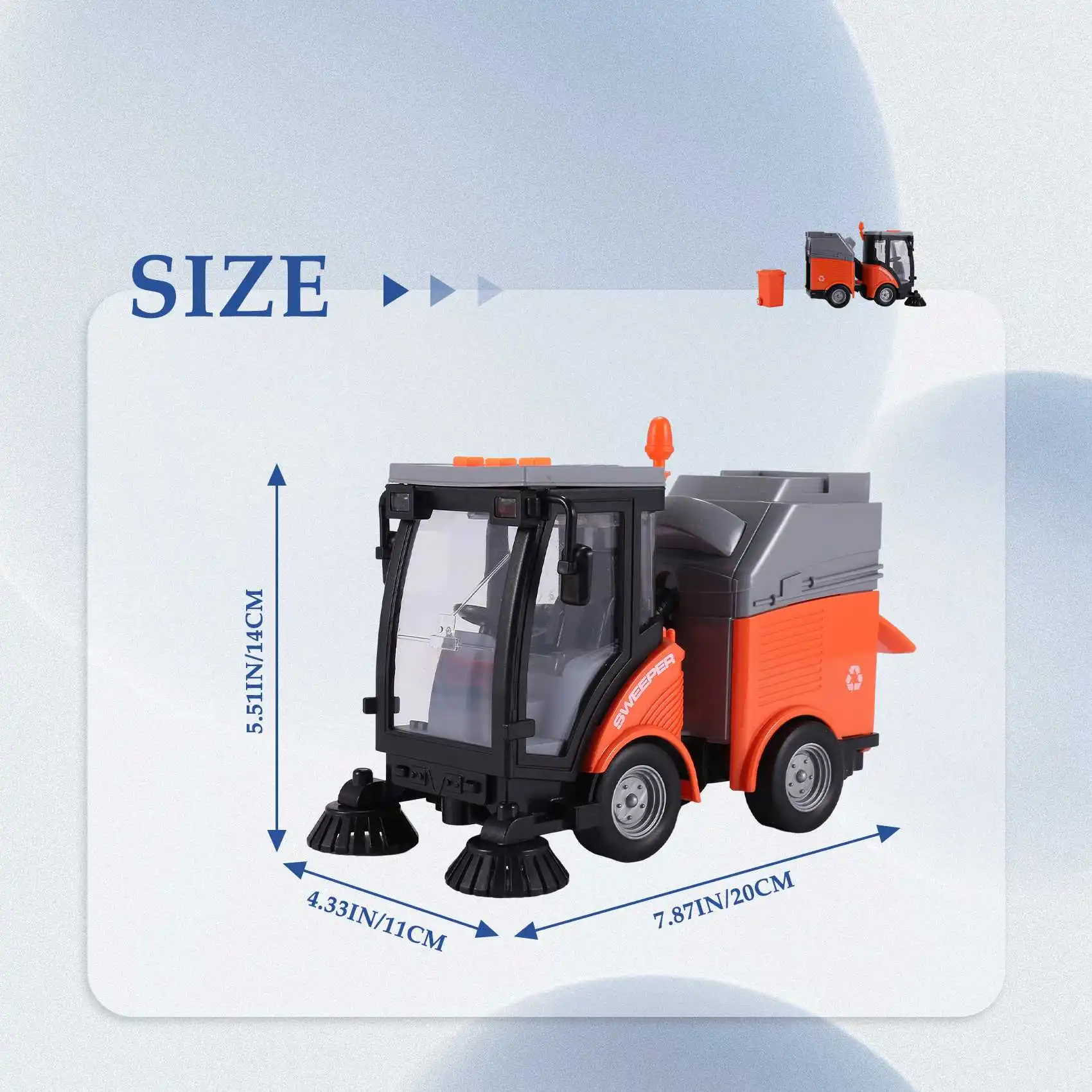 

Street Sweeper Truck Light & Sound Effects Friction Powered Wheels
