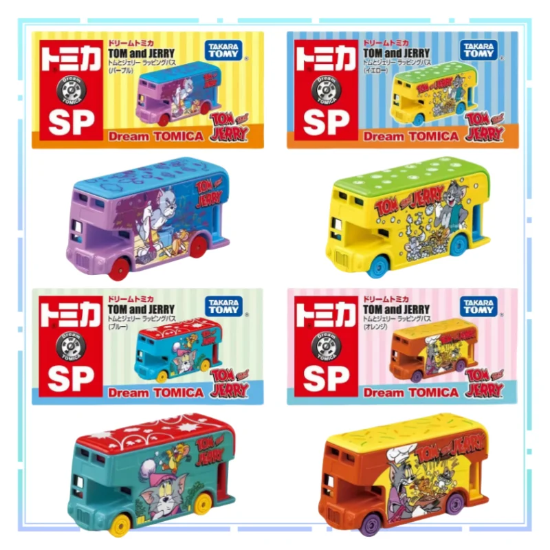 

Genuine TOMY Tom and Jerry Alloy Car Painted Bus Nostalgic Commemorative Edition Simulation Vehicle Cartoon Merchandise Toys