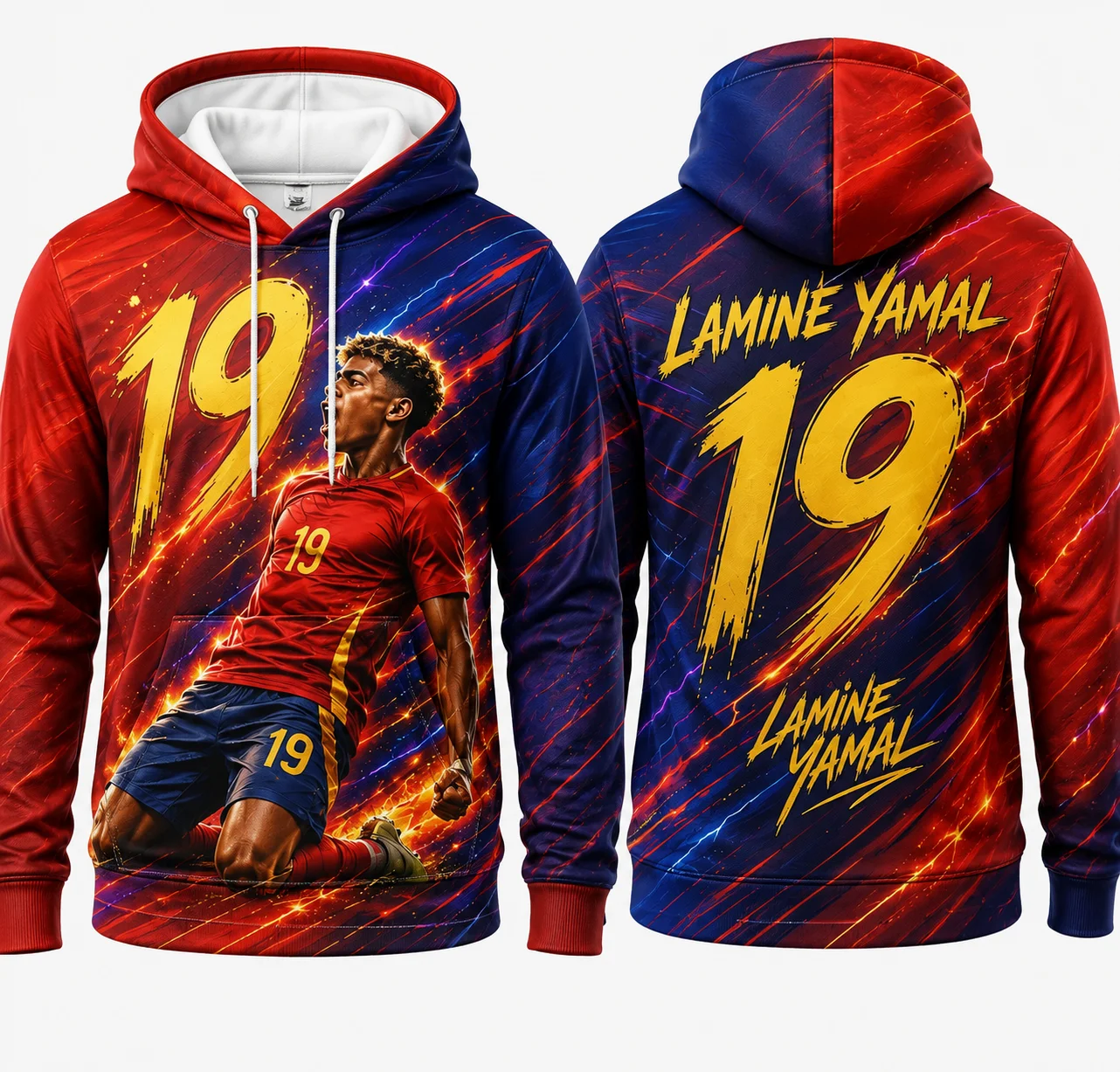 Winter Clothing In Spanish - Yamal No.19 Hoodies 3D-printed Spanish Football