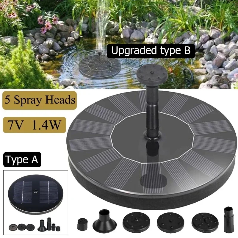 Solar Water Fountain Powered Water Pump Panel Kit 7V Lotus Leaf Floating Pump For Pool Garden Pond Watering Submersible Pump