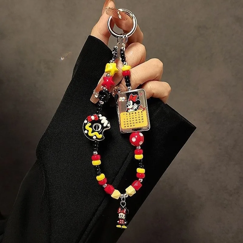 حبل هاتف Disney Cute Cartoon Merch Minnie للفتيات، سلسلة هاتف عصرية ومتعددة الاستخدامات ورائعة وحلوة مطرزة