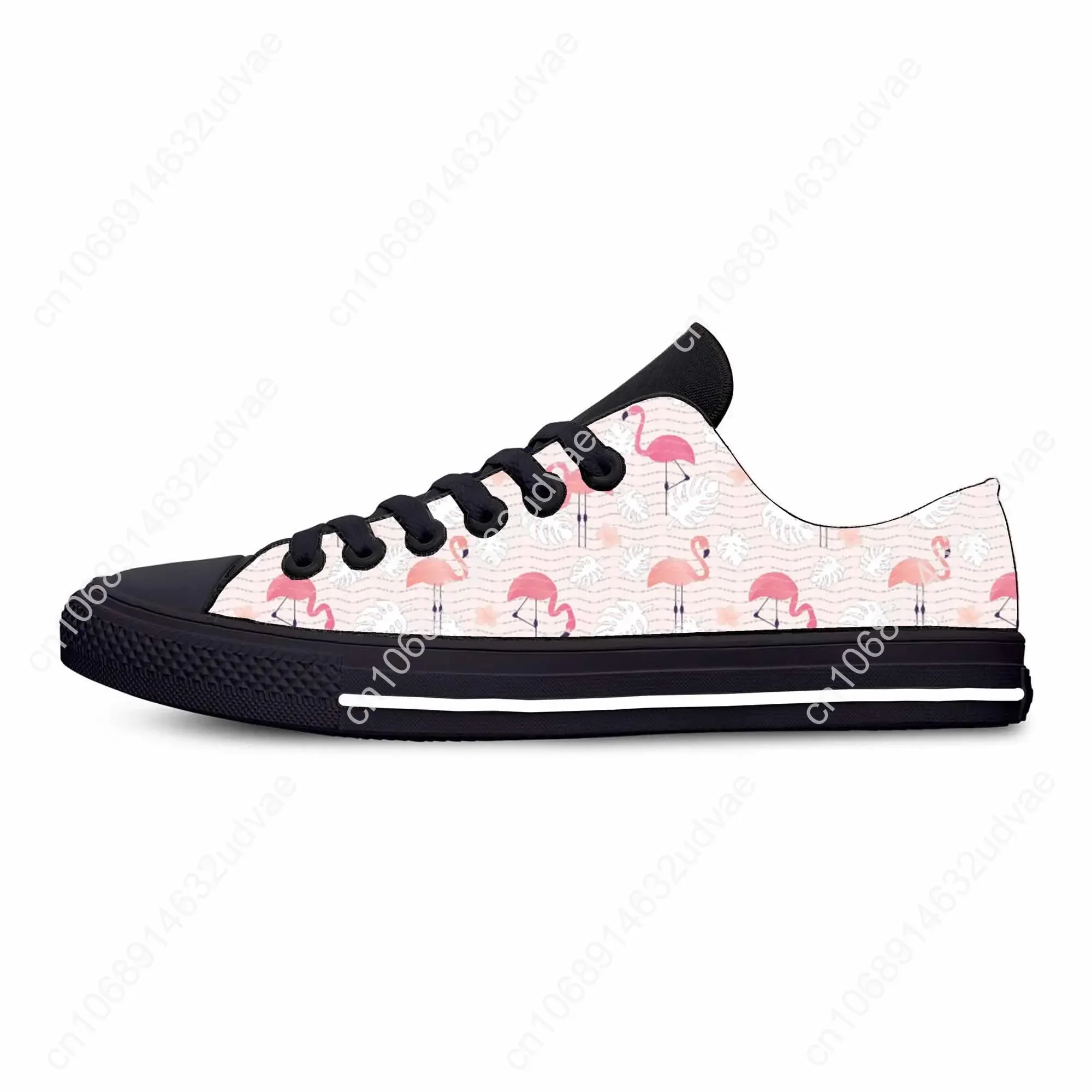 Tropische rosa Flamingo Vogel Tier Muster Cartoon lässige Stoff Schuhe Low Top bequeme atmungsaktive 3D-Druck Männer Frauen Turnschuhe