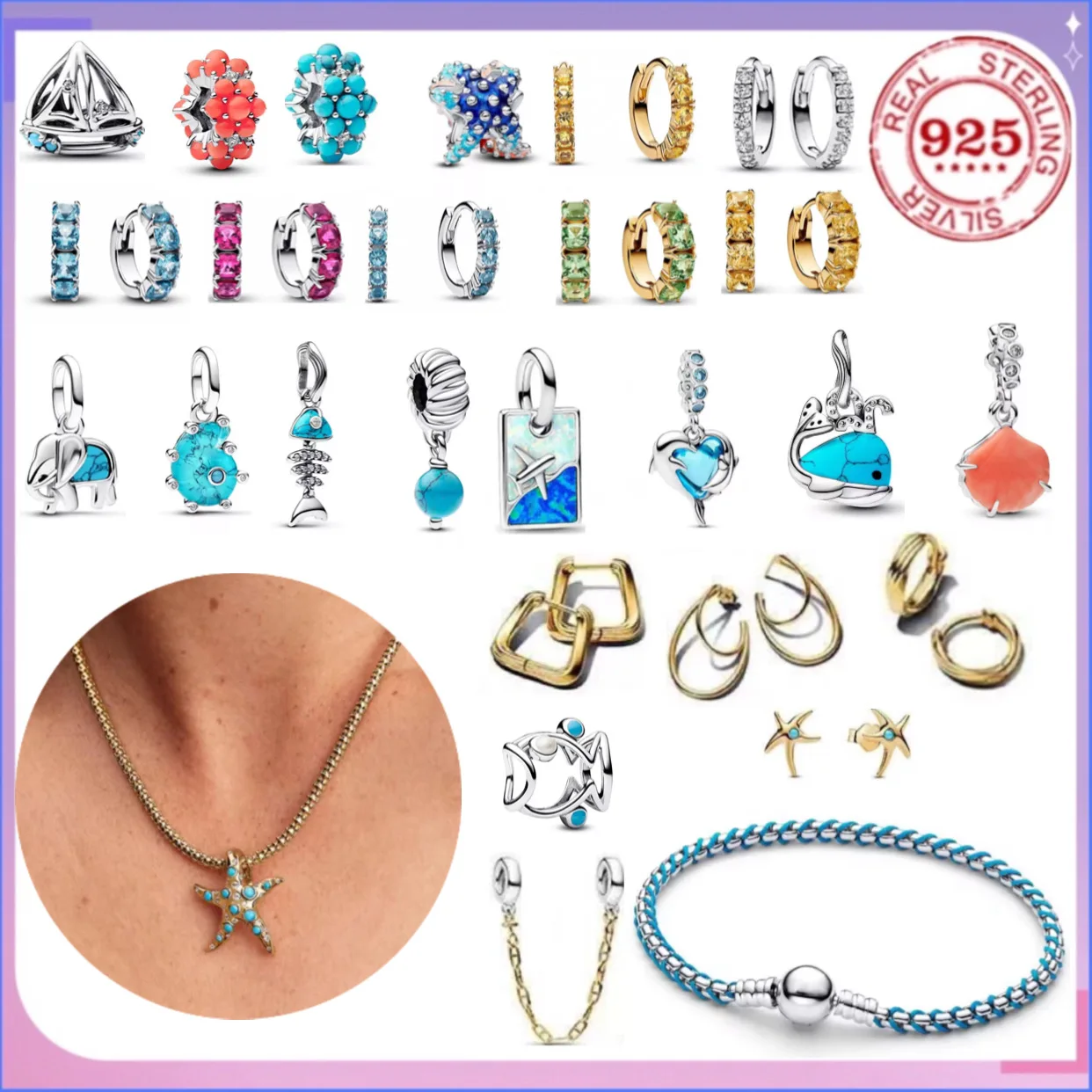 

Лучшая распродажа, стерлинговое серебро 925%, серия Ocean, рыба, ракушка дельфина, морская звезда, бусины для оригинального браслета, женские ювелирные изделия своими руками, подарки