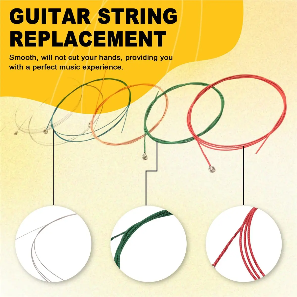 (ABHW) 6 pièces/ensemble de cordes de remplacement pour guitare acoustique, cordes en acier pour instruments de musique, accessoire pour guitare basse électrique