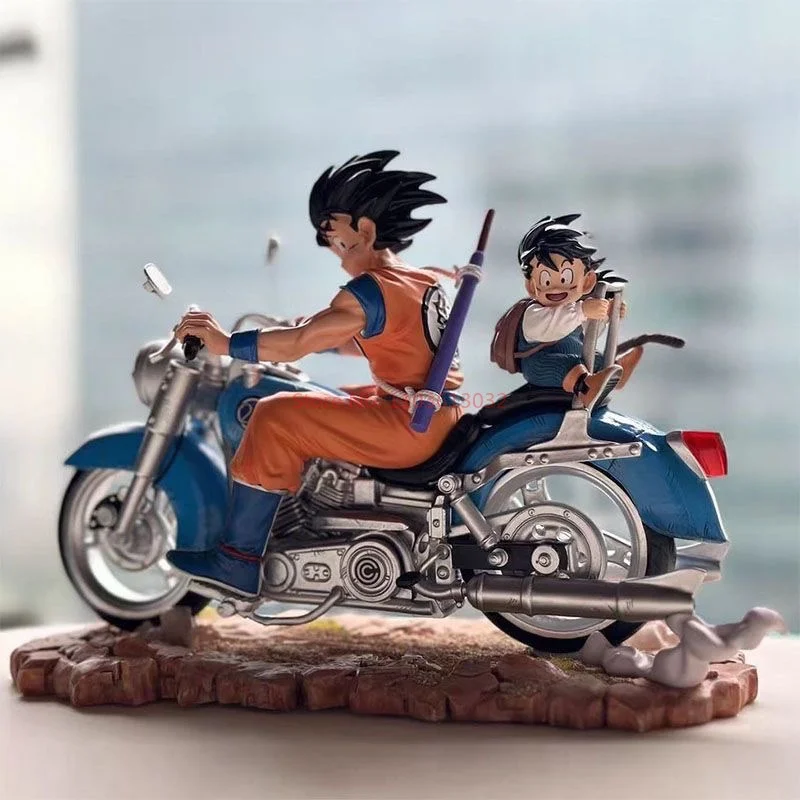 Dragon Ball Figura Anime, Filho Gohan Goku Action Figure, DBZ Pai e Filho Motocicleta, Adorável Coleção Modelo Brinquedos Presente