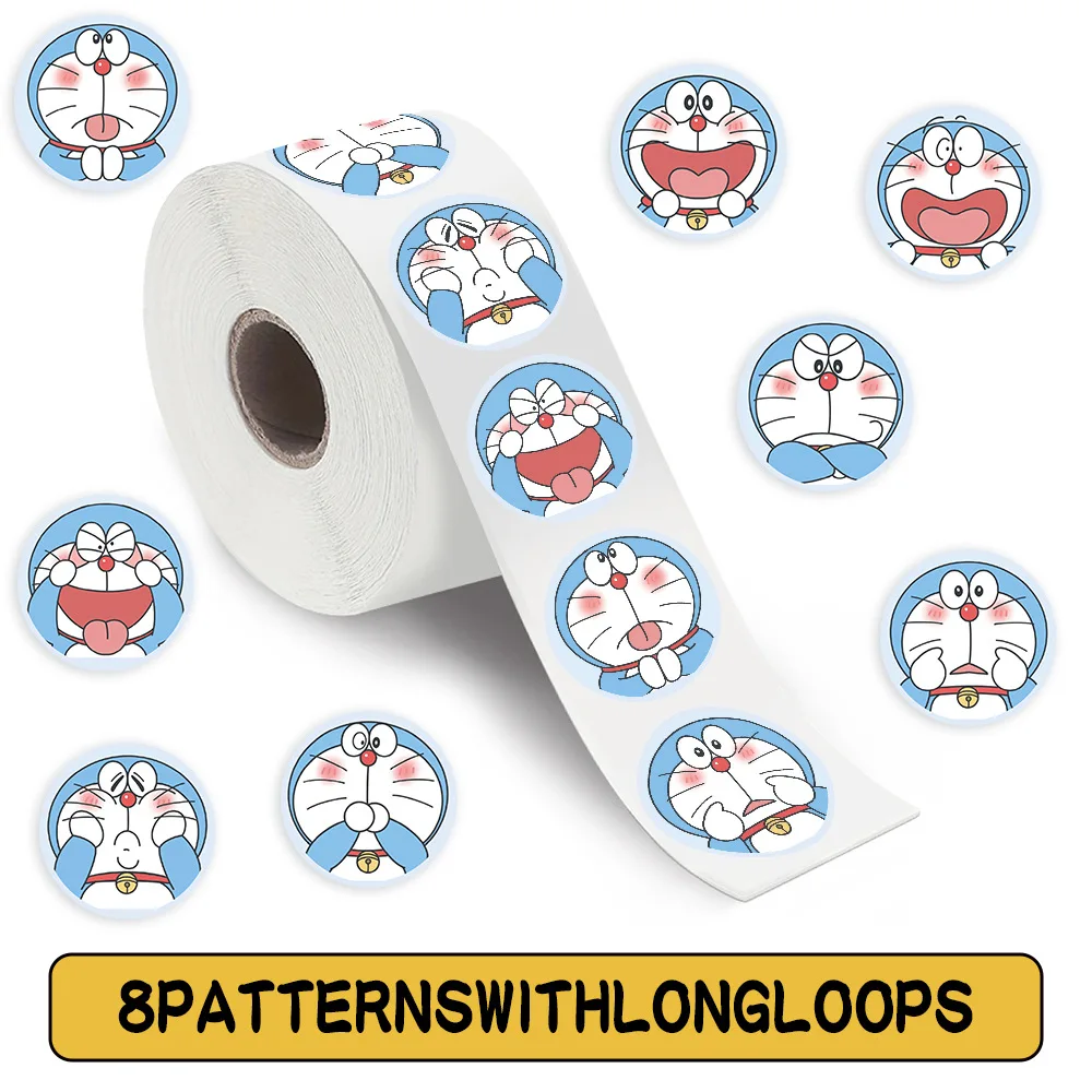 500pcs/Roll Doraemon Anime Cartoon Sticker DIY Skateboard Laptop Guitar Phone Seal Label Decals Decoration Stickers