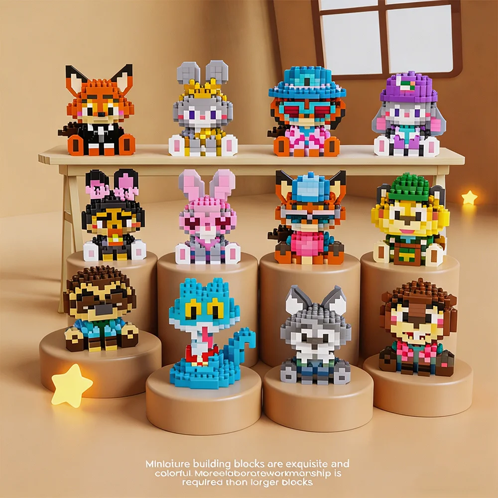 Bloques de construcción Disney Zootopia 2, Judy Hopps, Gary el Serpiente, Nick Wilde, personajes de dibujos animados, juguetes para niños, cumpleaños