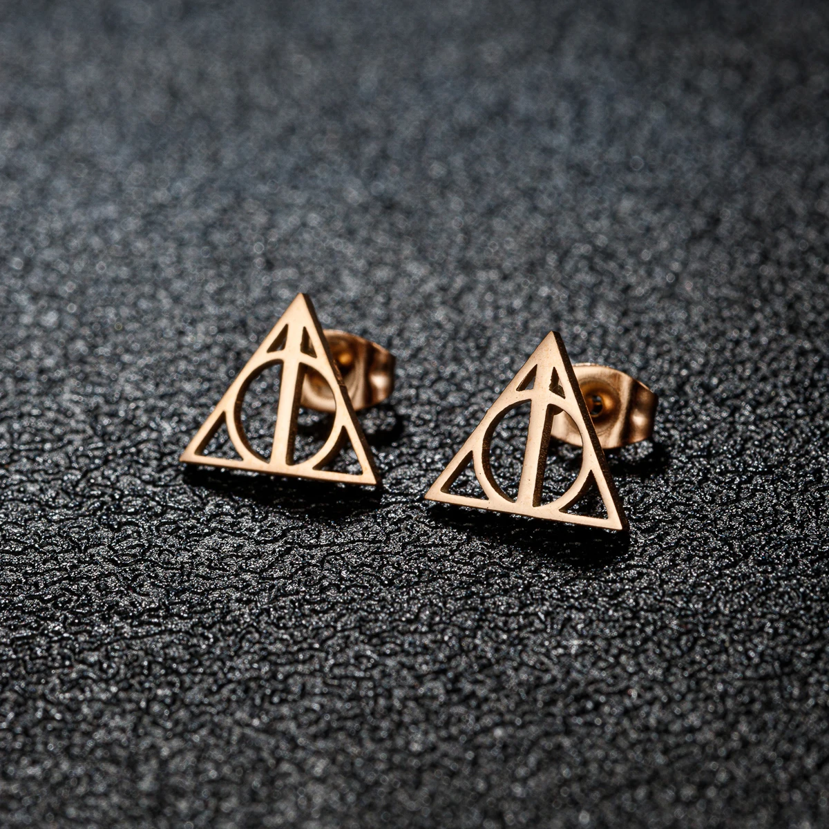 Stainless Steel Triangular Hollow Circular Geometric Women'S Earrings Spiral Earrings Fashionable Suitable Girls' Daily Party