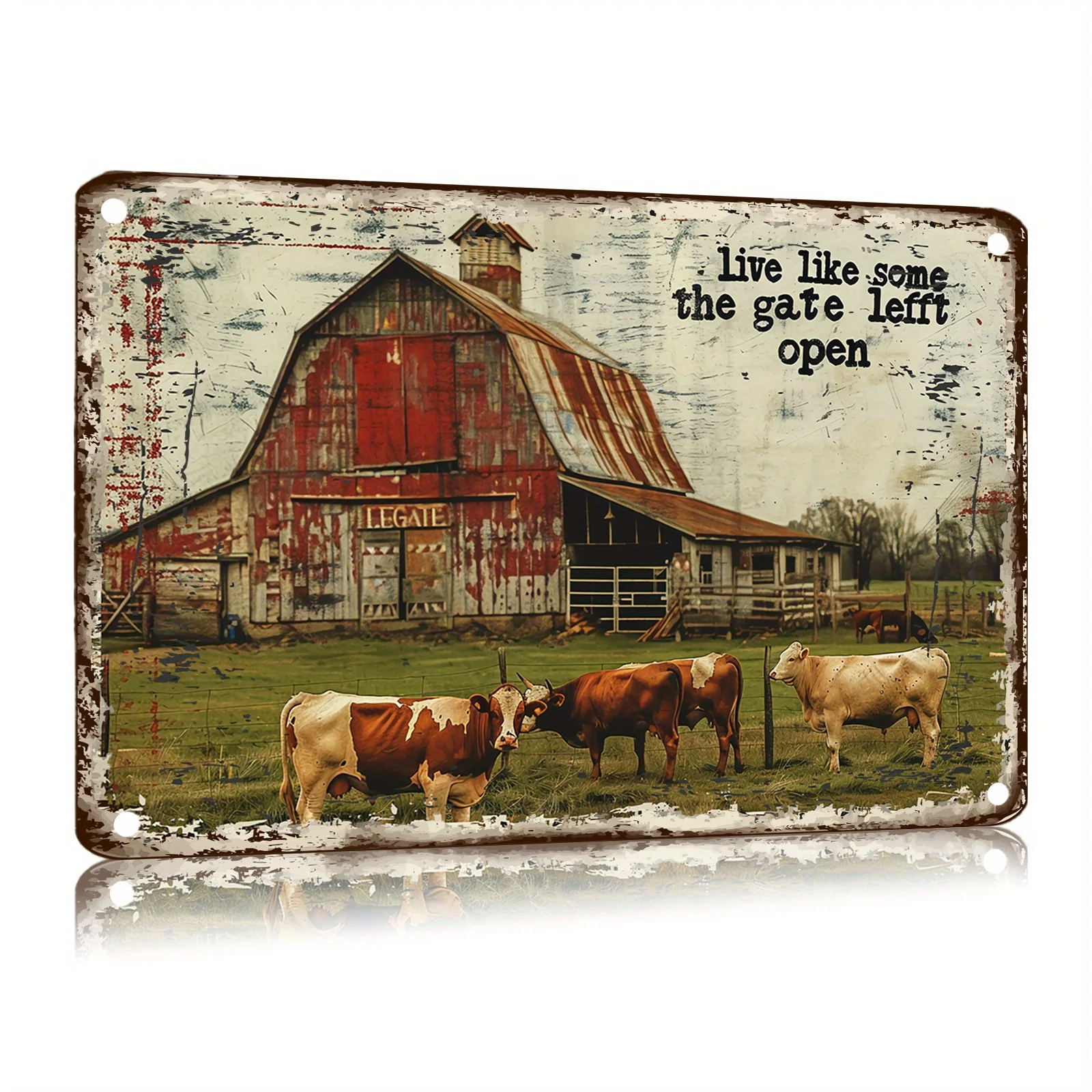 "كما لو نسيرت شخصًا لإغلاق الباب" - لافتات معدنية للمزرعة الريفية، مقاس 12 × 8 بوصة، فن جداري عتيق من الحديد المطاوع، منزلي