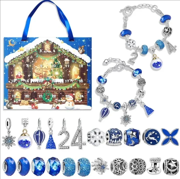 Advent Calendar 2025 New Year 2024 Jewelry Advent Christmas Bracelet For 24 Days Countdown Festive Jewelry Crafting Kit Kid Gift