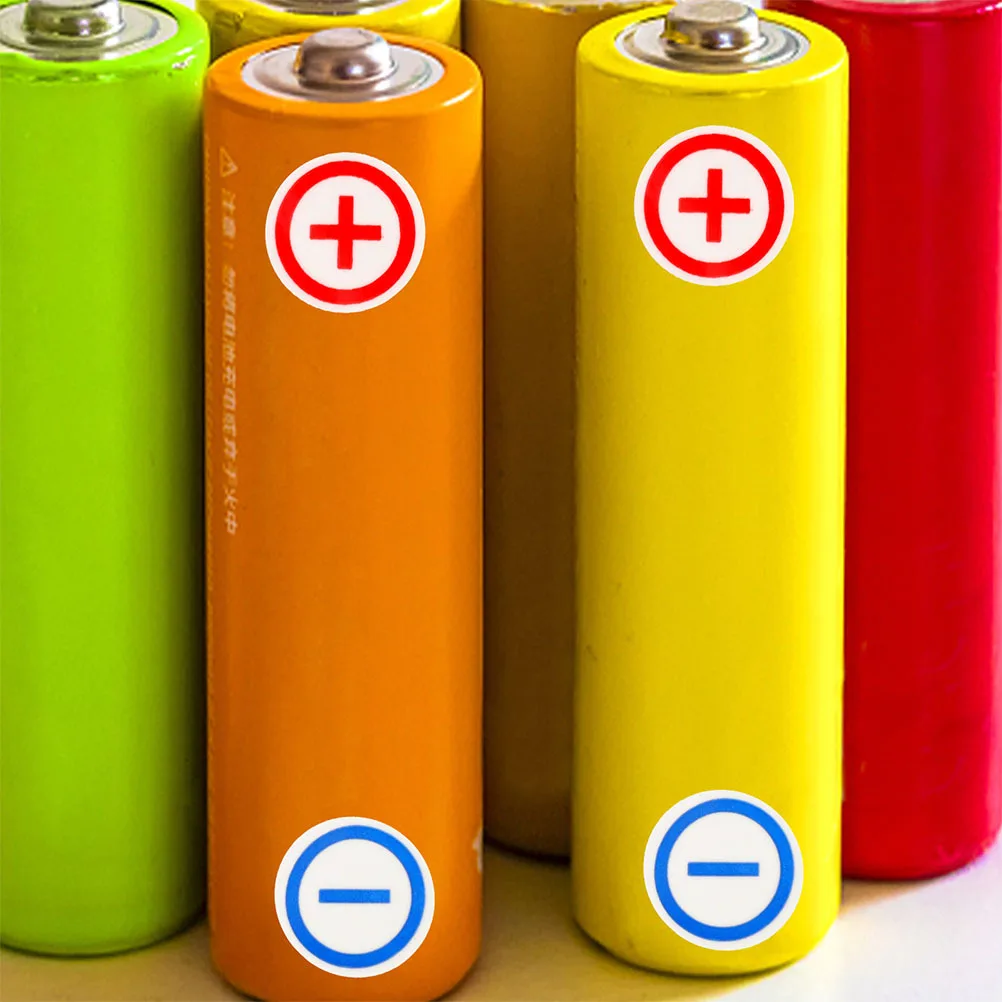 

4 Sheets Polarity Labels Self Adhesive Red Blue Durable PVC for Electrical Components Prevent Connection Errors