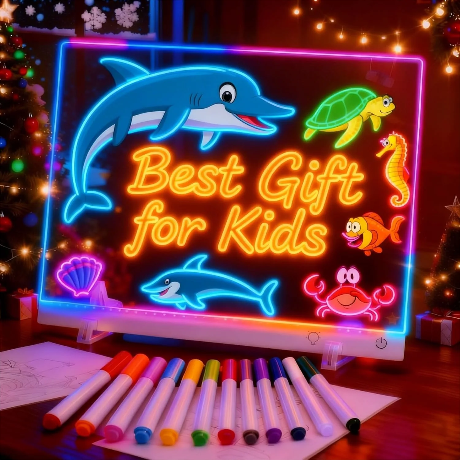 

17" LED Drawing Board with 13 Light Effects, Rechargeable Glow Doodle Tablet for Kids Birthday Gift