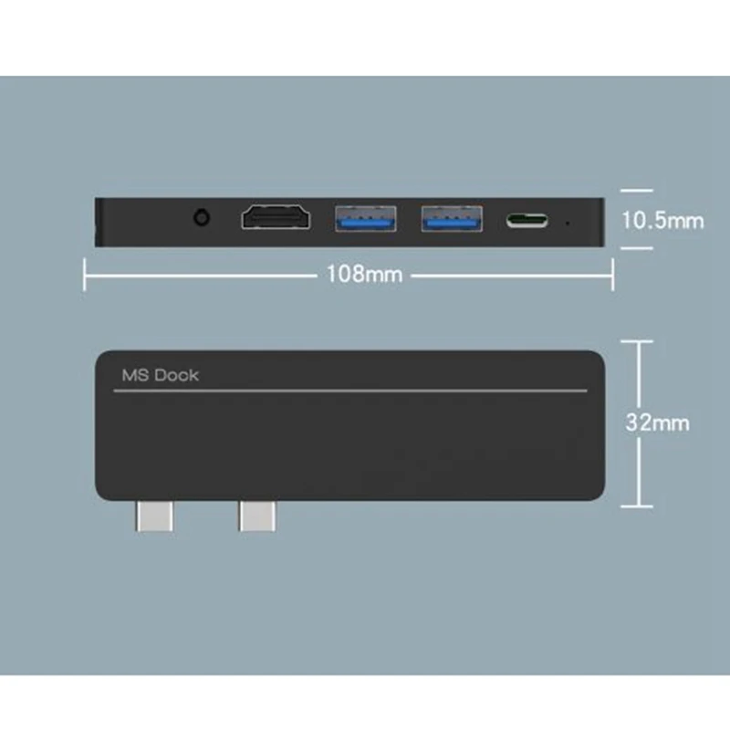 서피스 프로 X/Pro8 용 C타입 어댑터 허브 도크, USB 도킹 스테이션 호환 데이터 변속기, PD 고속