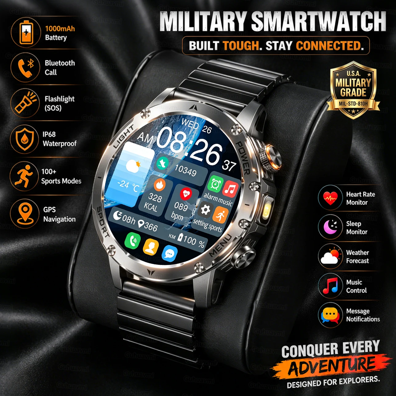 New Smart Watch For Men 1000Mah Battery Fitness Tracking Sport Waterproof Clock Smart Bracelet Men Military High-end custom dial