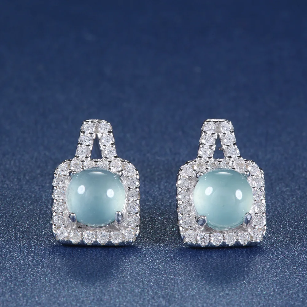 

18-каратное золото, инкрустированное натуральным опасным материалом, квадратная сумка из синего нефрита, геометрические платиновые серьги с бриллиантами PT950