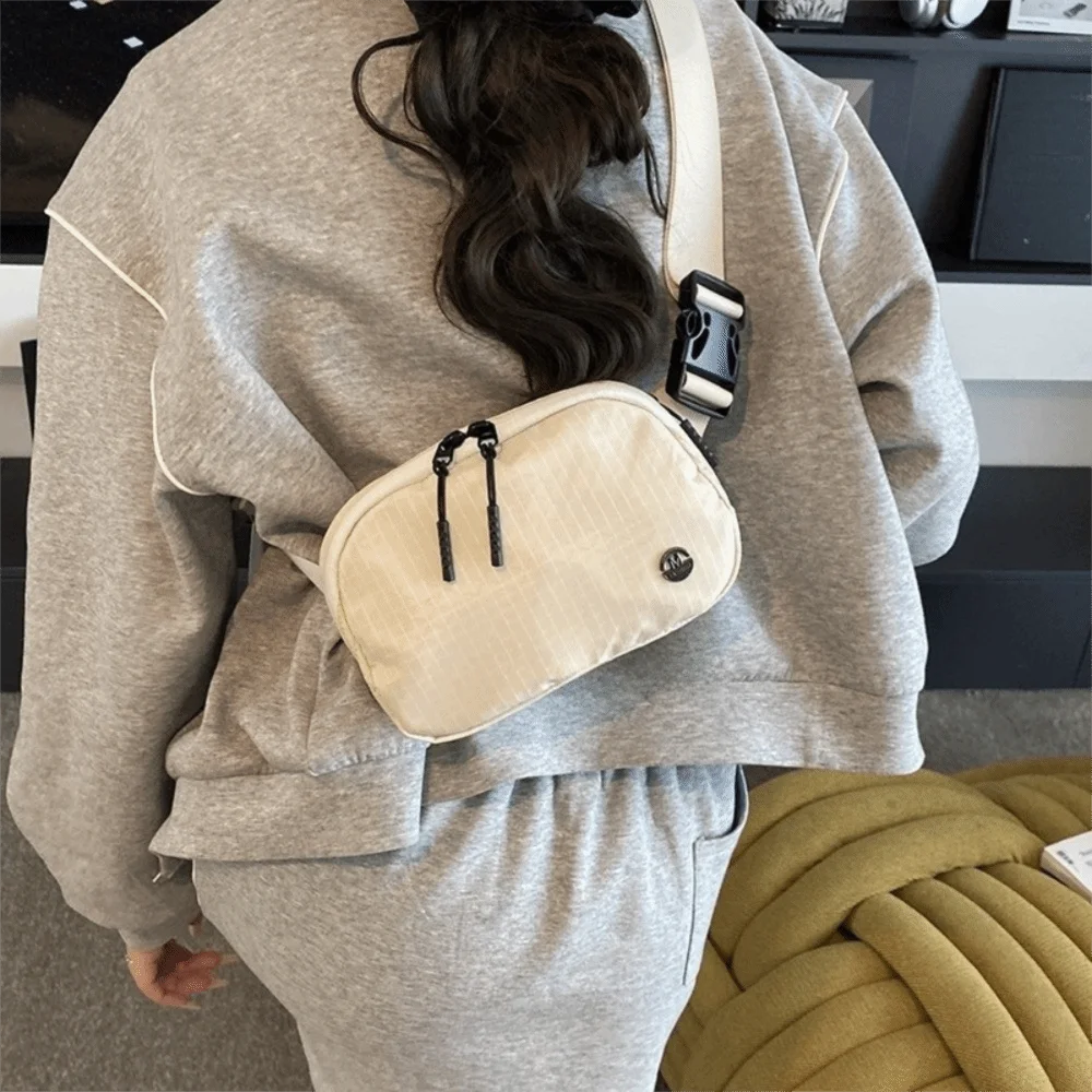 

Fashion Solid Color Nylon Shoulder Bag Multipocket Korean Style Crossbody Bag Adjustable Strap Leisure Sports Phone Bag Sports