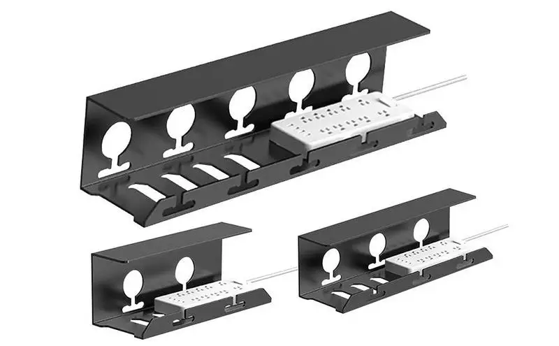 Under Desk Cable Management Tray Wire Management No Drill, Cable Tray with Clamp for Desk Wire Management, Computer Cable Rack