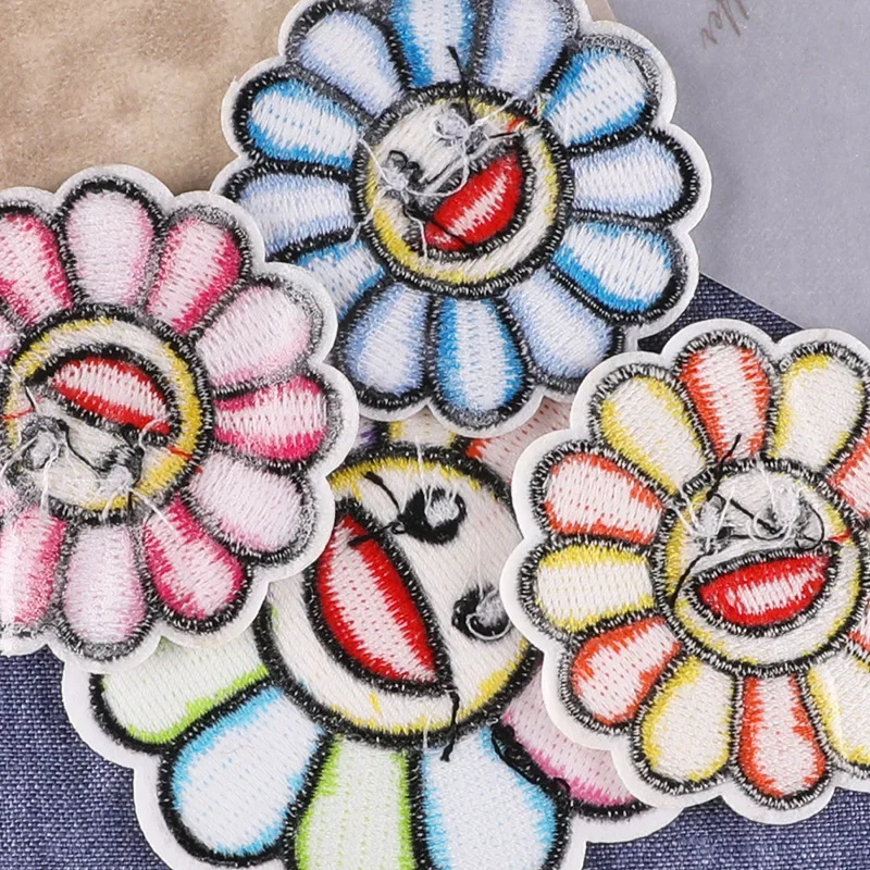 1 Piece Sun Flower Embroidery Patch Logo Mardi Gras Sticker for T-Shirt Patchs Anime Patches Clothes Star Textile Iron Patches