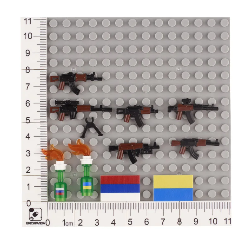 MOC Military Russia Soldier Figures Weapon Parts Building Block Ukraine Mini Flag Print Bricks 95228 Miniature Glass Bottle Toys