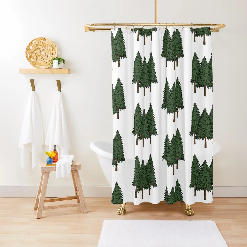 

Pine Trees Shower Curtain For Shower Bathroom Accessories Waterproof Fabric Shower Set For Bathroom Curtain