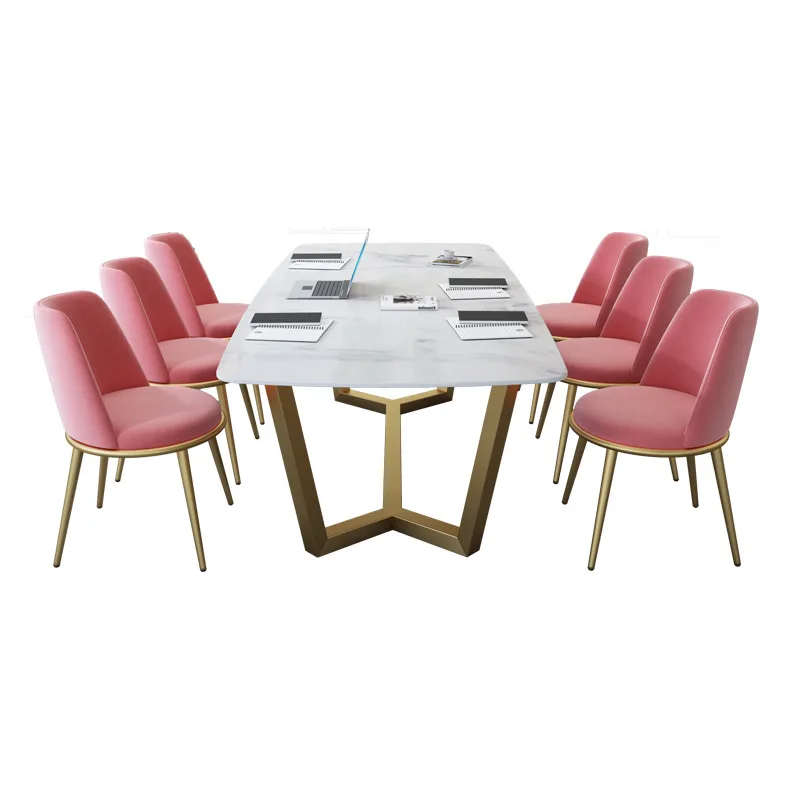 

Simple marble desk, conference room staff multi-person conference table, small reception room, negotiation table