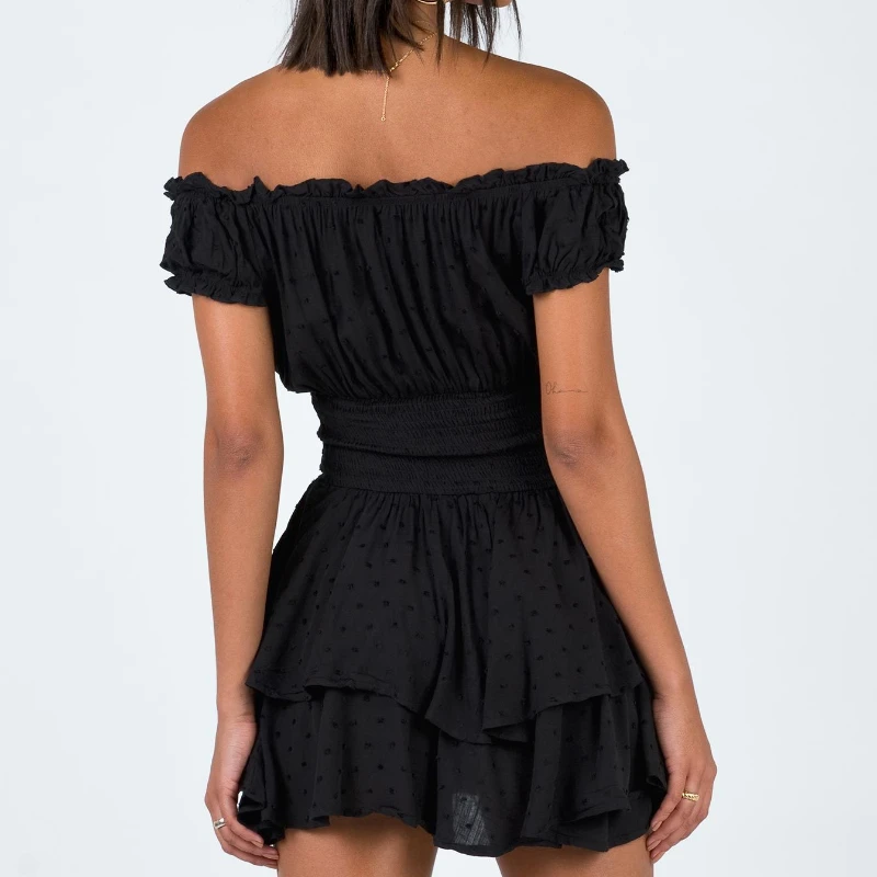 2025 verão macacão cor sólida moda sexy um colarinho lanterna folha de lótus mangas casuais roupas femininas