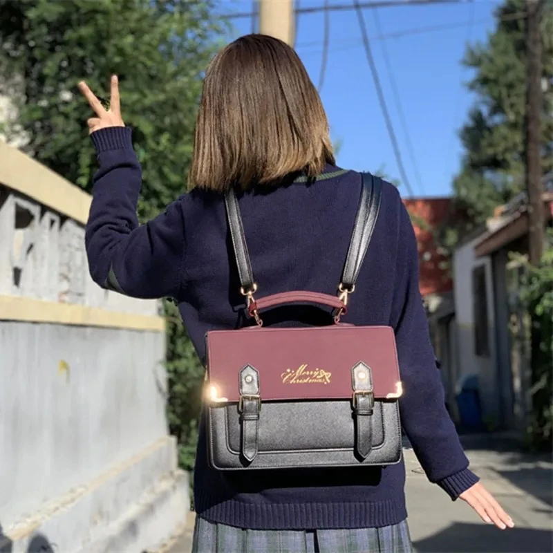 JIAERDI Japanese Style JK Uniform Bcakpack For Girls Large Capacity Lolita Shoulder Bags Women Preppy Brown School Bag Students