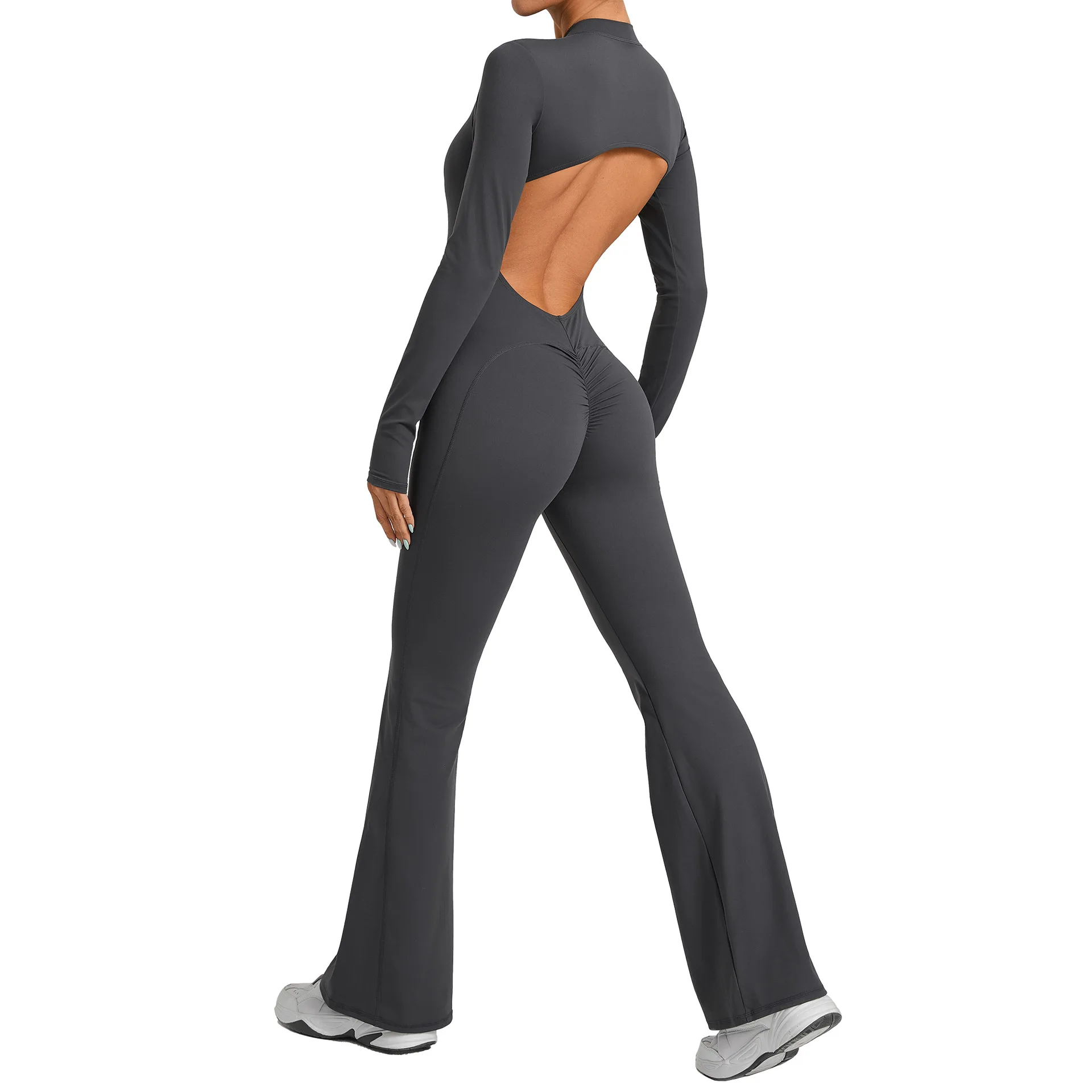 Women Long Sleeve Workout One-Piece Suit High Stretch Breathable Yoga Clothing Jumpsuit Casual Female Sports Overalls Yoga Set