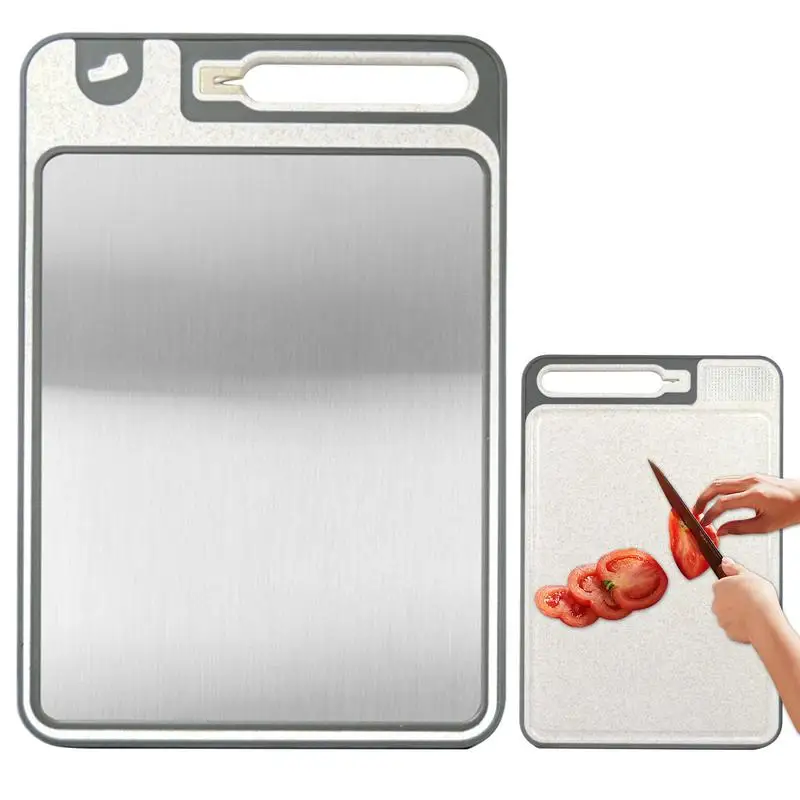 

Meat Cutting Board Stainless Steel Kitchen Cutting Board Double Sided Food Grade Kitchen Supplies With Sharpener Grater For