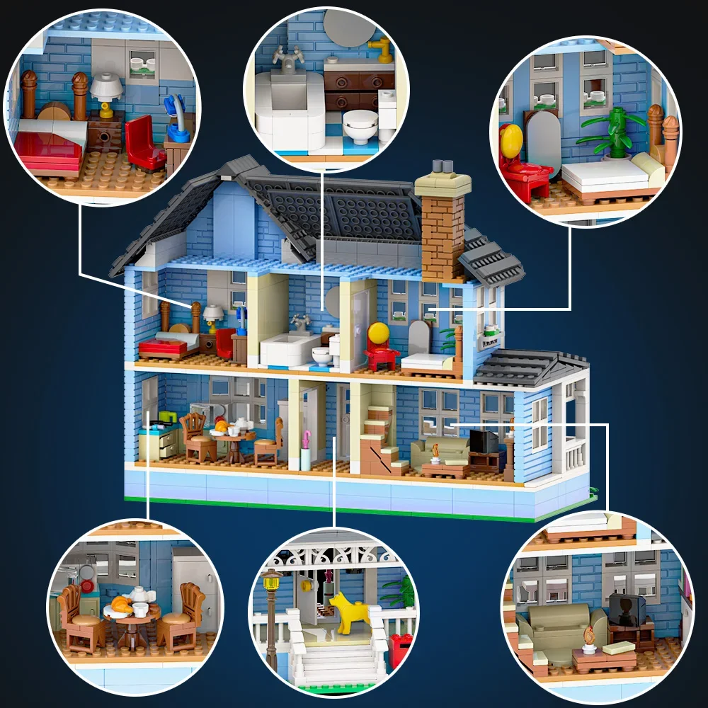 MOC DIY Desgin Huis Model Bouwstenen Sterren Holle Rory Appartement Europees Huis Baksteen Speelgoed Cadeau