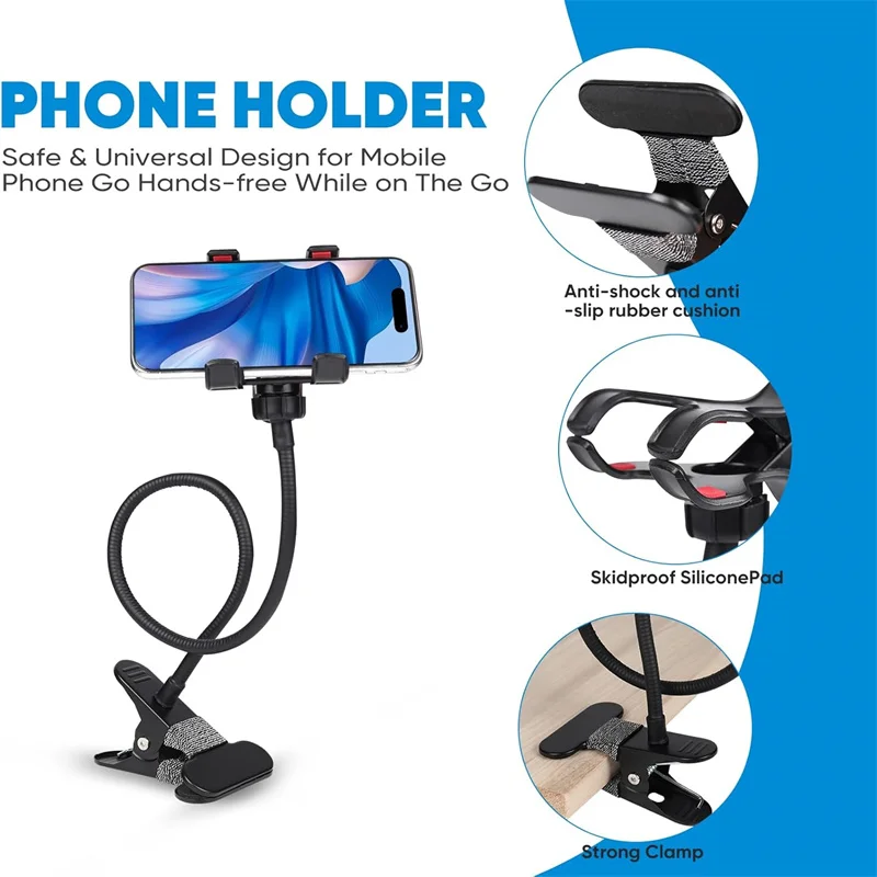 360 °   Soporte para teléfono móvil con Clip, soporte portátil Flexible para cama perezosa, soporte de escritorio, Base de soporte para IPhone, Samsung, Xiaomi