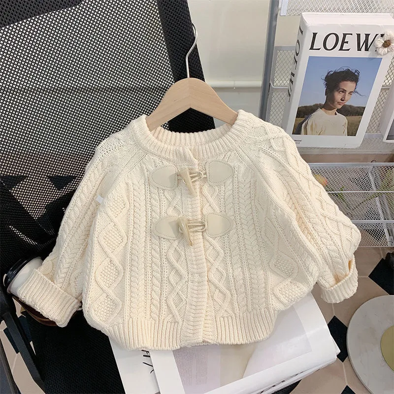 

Girls' Sweater Jacket Spring and Autumn New Fashionable Children's Baby Top Spring Knitted Cardigan
