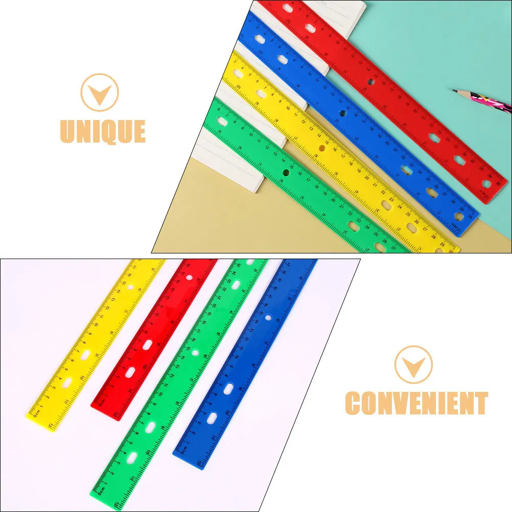 12pcs Plastic Straight Ruler 30Cm Colorful Measuring Tool For School Office Classroom Drawing Students Architecture Metric Ruler