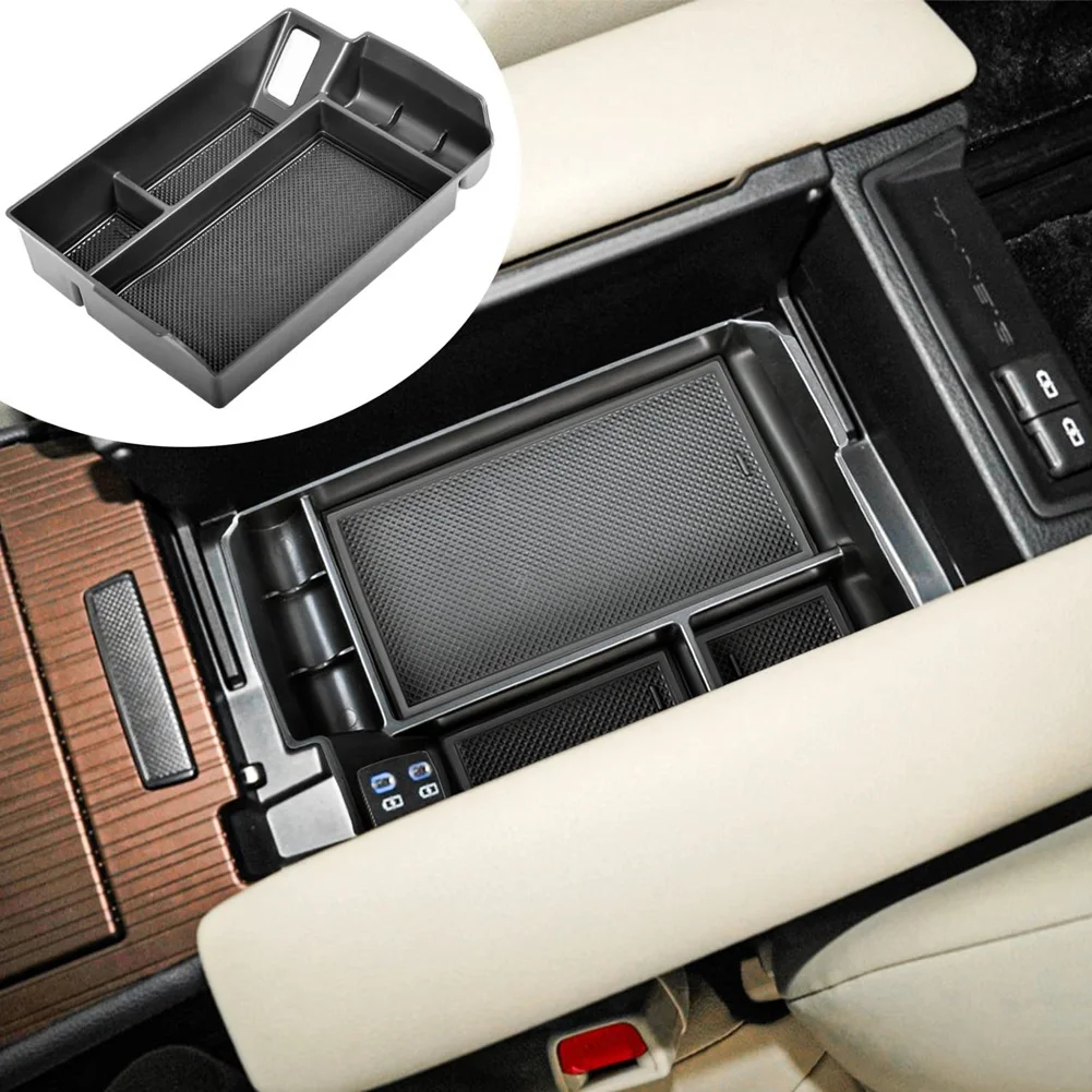 Center Console Organizer Tray for Toyota Sienna 2021 2022 Accessories Armrest Insert Storage Box with Black Non-Slip Mat