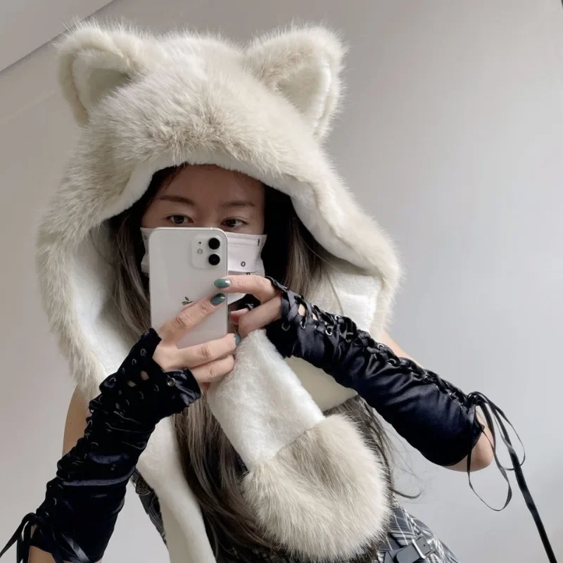 Winter Plush Hat Outdoor Cycling Ear Protection Fluffy Hats Thickened Warm Hat Casual Fleece Girls Hat Women\'s Warmth Essentials