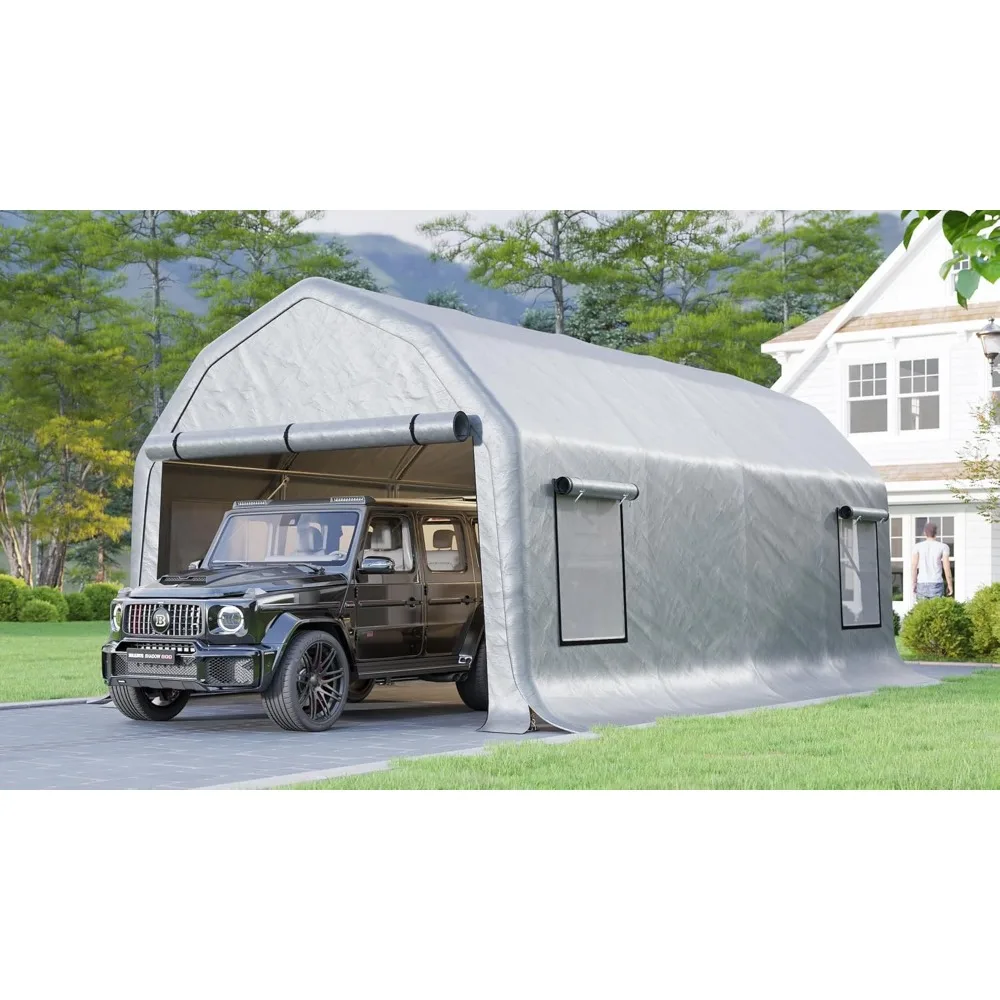 12x24FT heavy-duty portable garage with rolling shutter ventilation windows, suitable for waterproof ceiling of cars