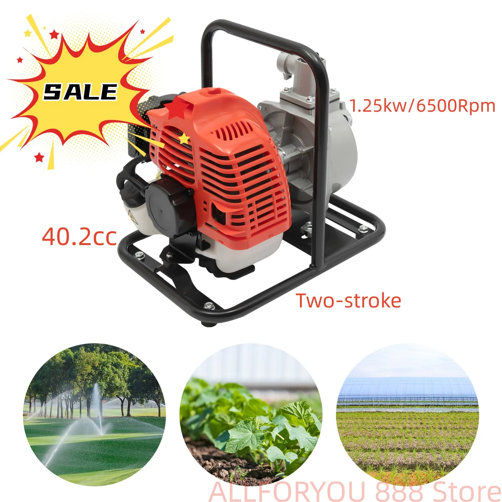 

2 Stroke Gas-Powered Water Pump Portable 40.2cc Transfer 6500R/MIN with An Extra Air Filter